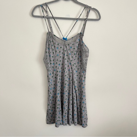 Betsey Johnson Other - Betsey Johnson Y2K Women’s Babydoll Chemise Lingerie Dress Floral Gray Size M